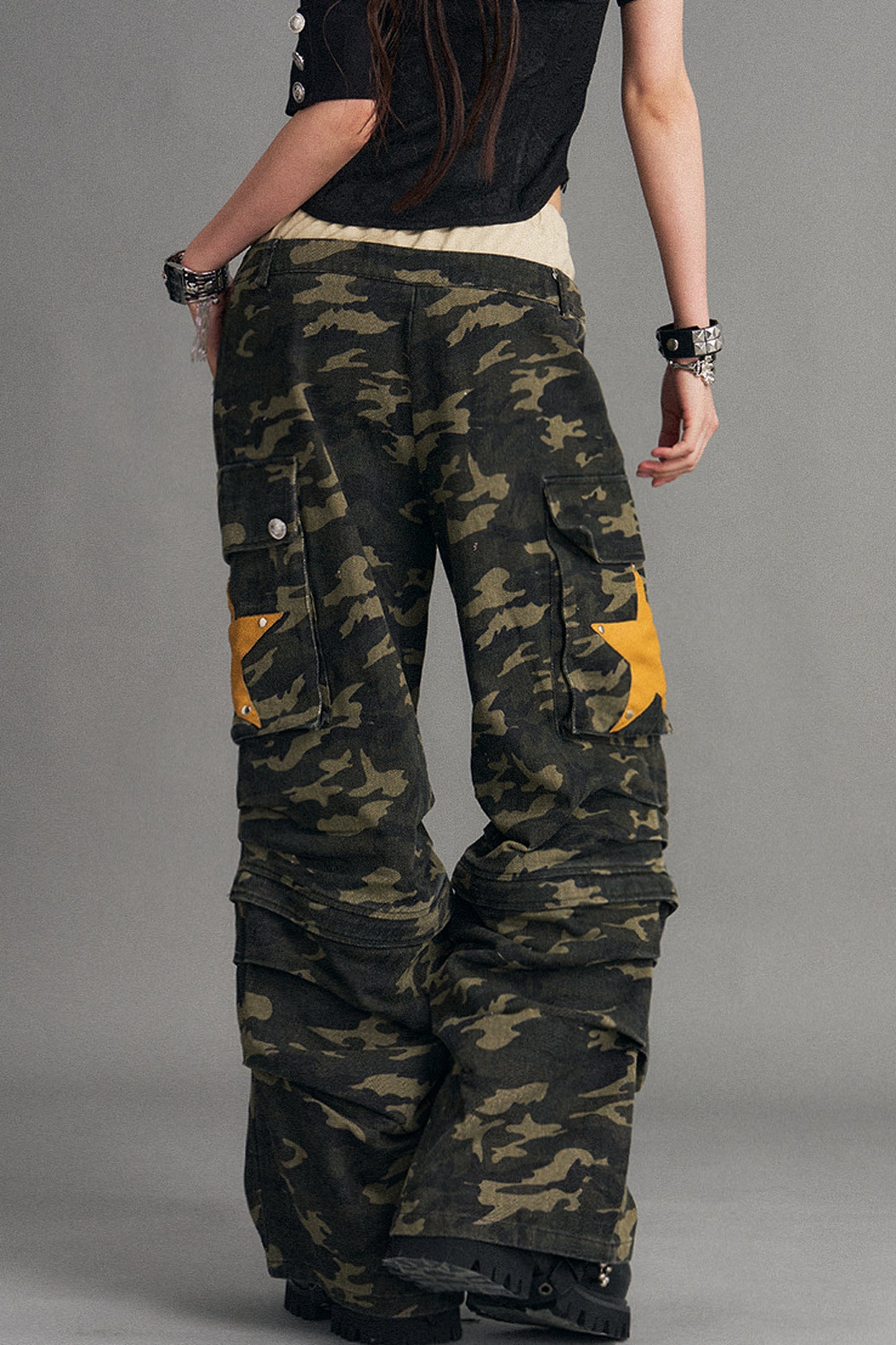 Detachable Camouflage Wide-Leg Pants