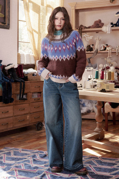 Straight-Leg Frayed Hem Denim Jeans