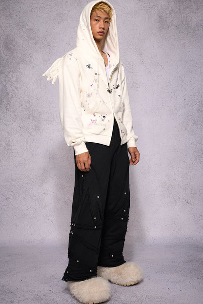 Angel Wings Sticker Print Hoodie Jacket