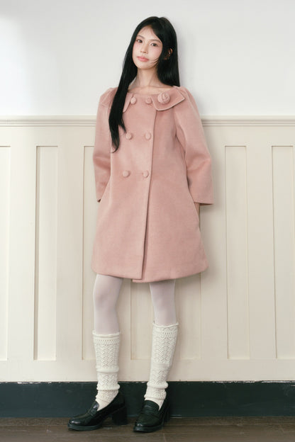 Double-Breasted Three-Quarter Sleeve Coat