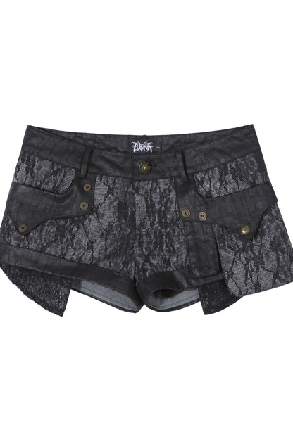 Punk Distressed Low-Waist Shorts Set-Up