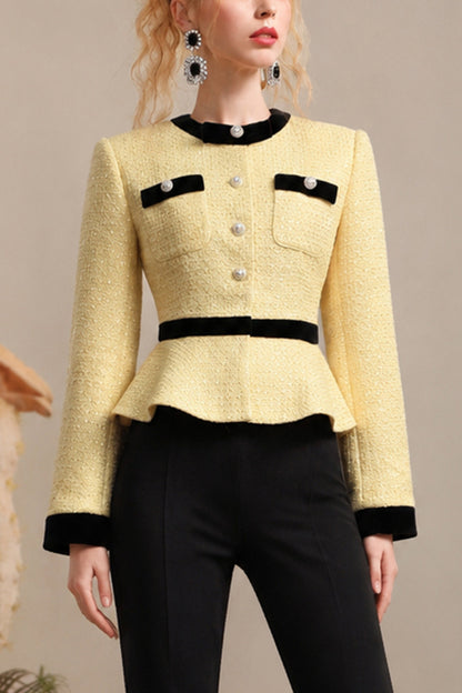 Socialite Style Round Neck Short Jacket