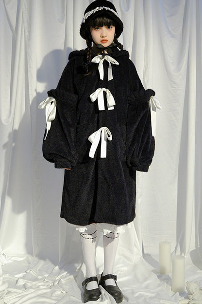 Bunny Ear Fluffy Bow Coat