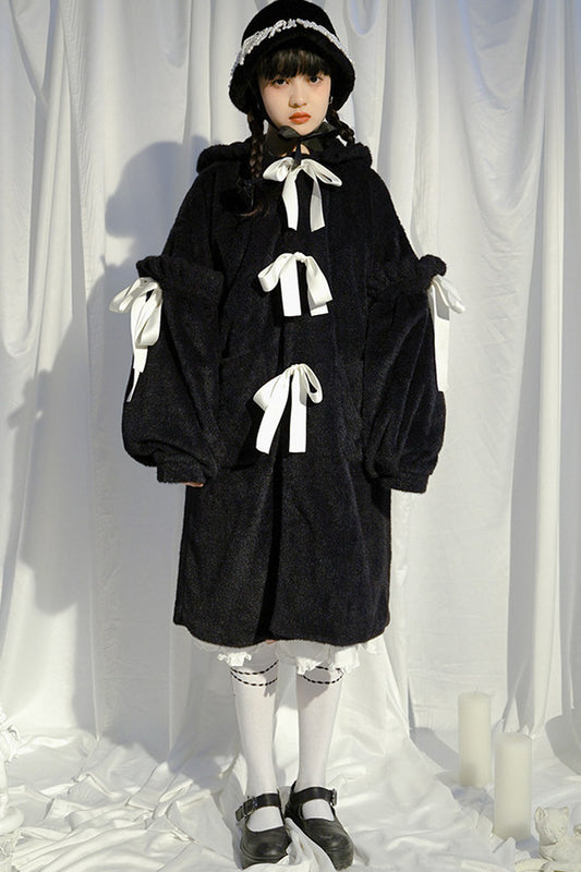 Bunny Ear Fluffy Bow Coat