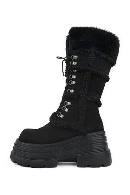Furry Design Height-Increasing Thick Sole Martin Boots