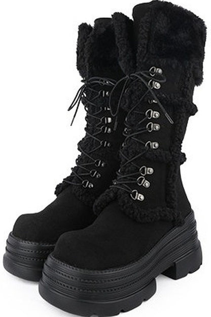 Furry Design Height-Increasing Thick Sole Martin Boots