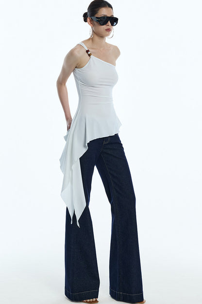 One-Shoulder Ruffled Camisole Top