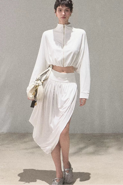 Cooling Batwing Sleeve Blouse and Skirt Set