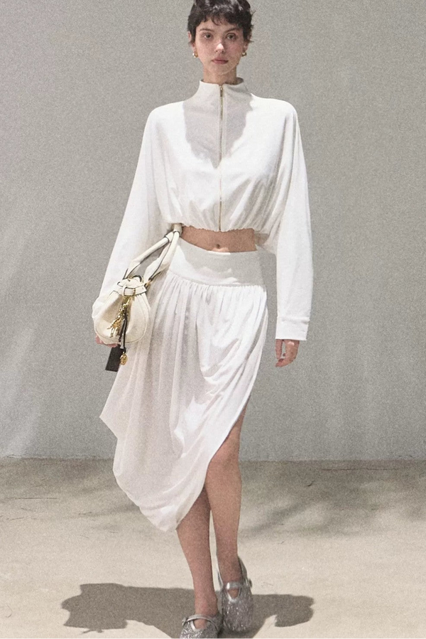 Cooling Batwing Sleeve Blouse and Skirt Set