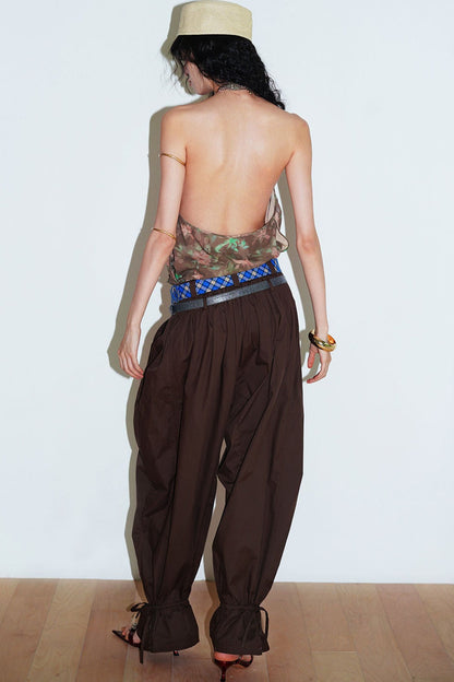 Retro Solid Color Balloon Pants