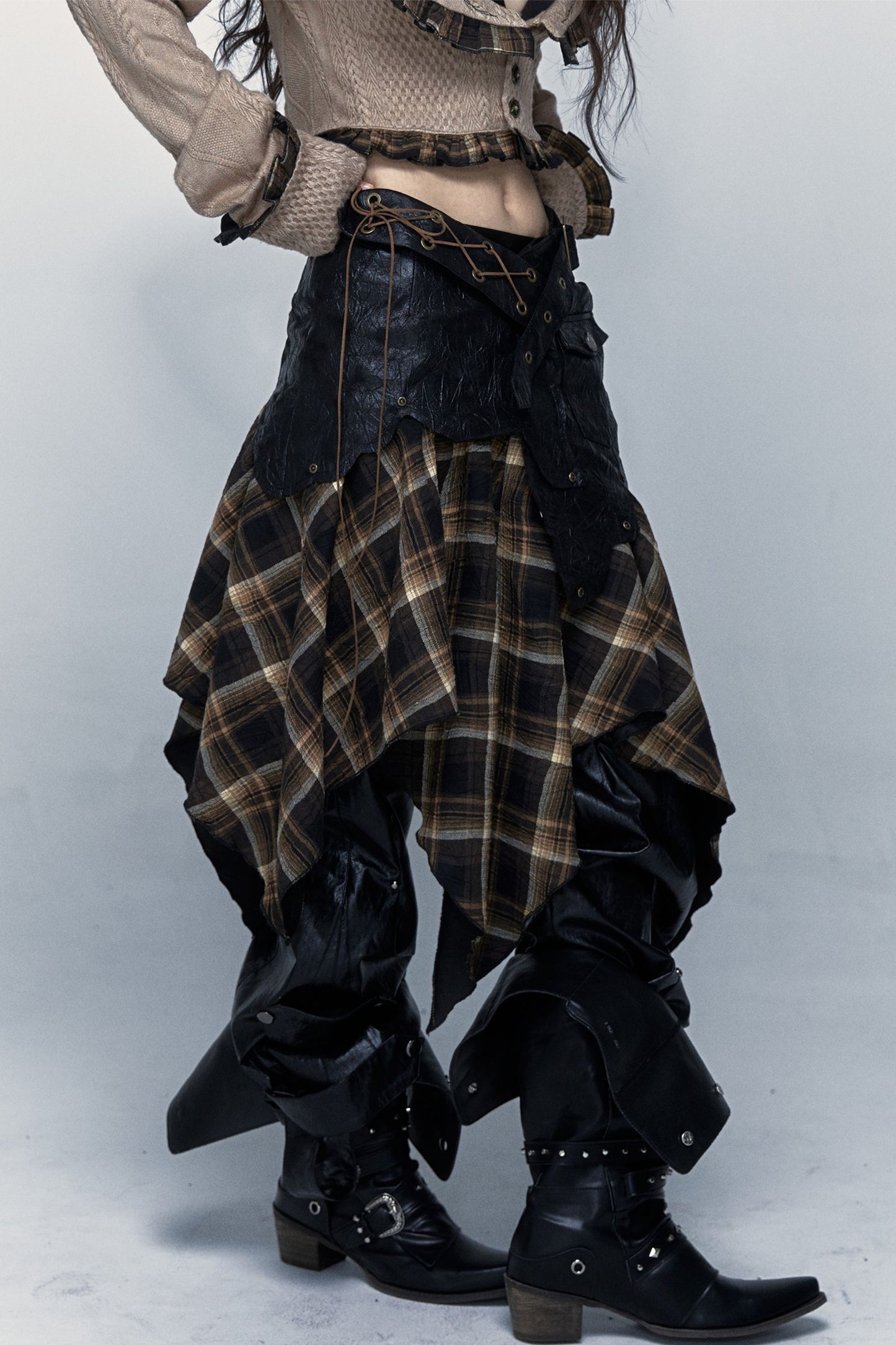 Dark Punk Patchwork Skirt