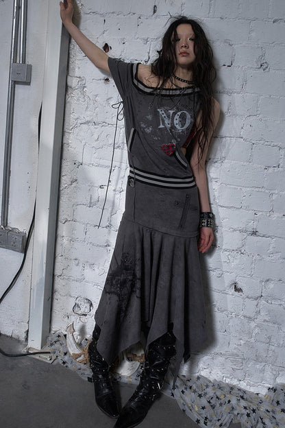 Distressed Punk Sleeveless Dress
