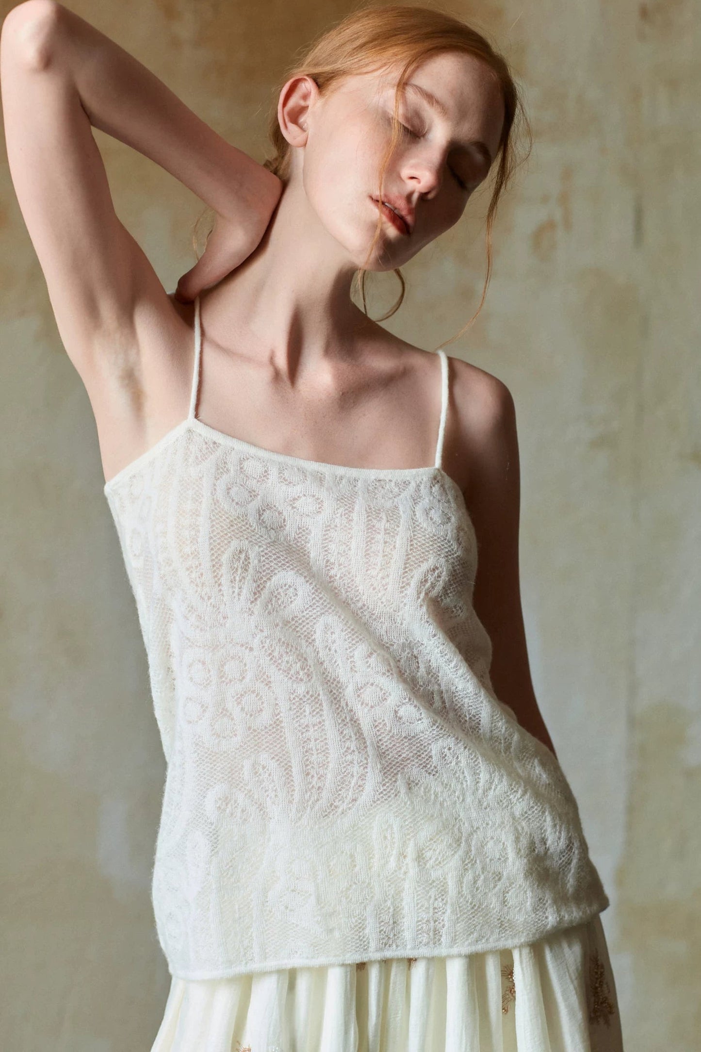 Off-White Wool Jacquard Camisole