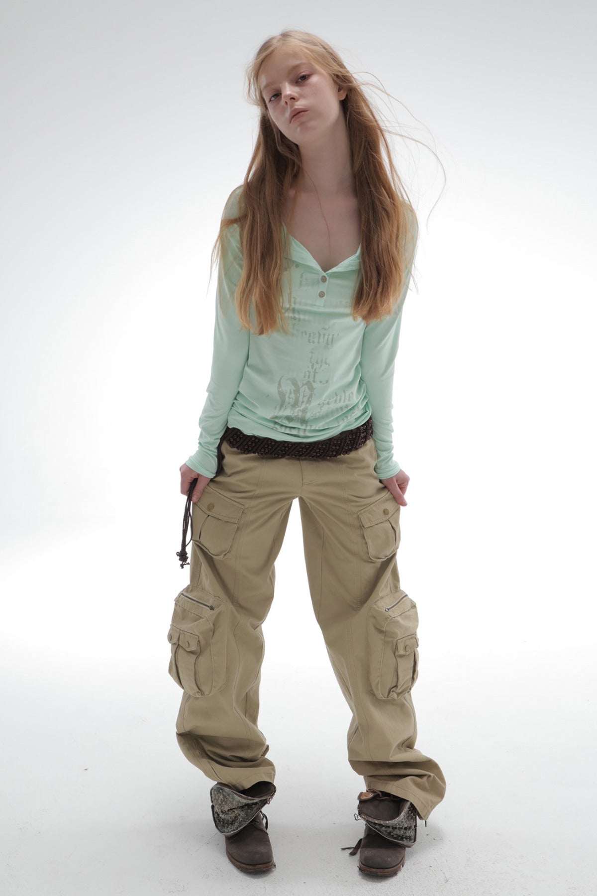 Washed Cotton Straight Cargo Pants