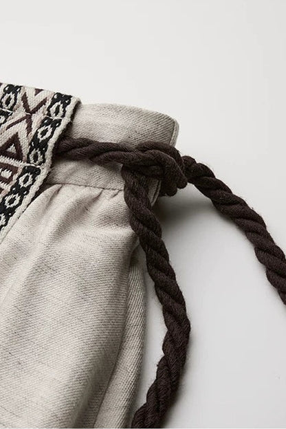Embroidered Suede Panel Skirt