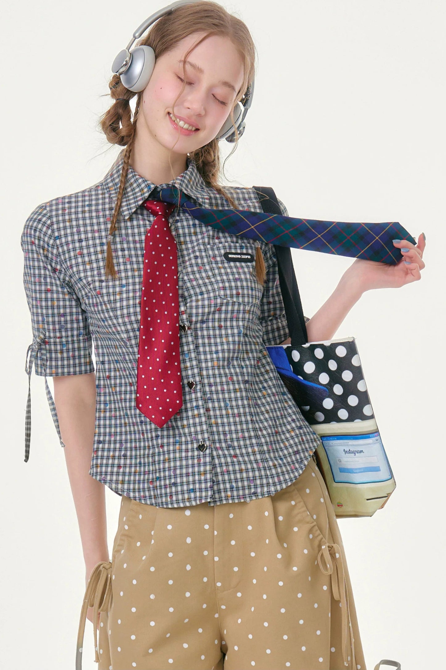 Retro Plaid Summer Blouse