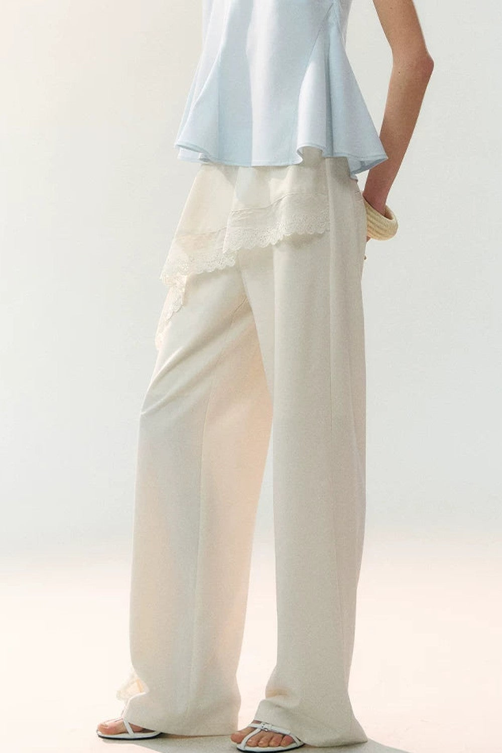 Mulberry Silk Asymmetrical Wide-Leg Pants