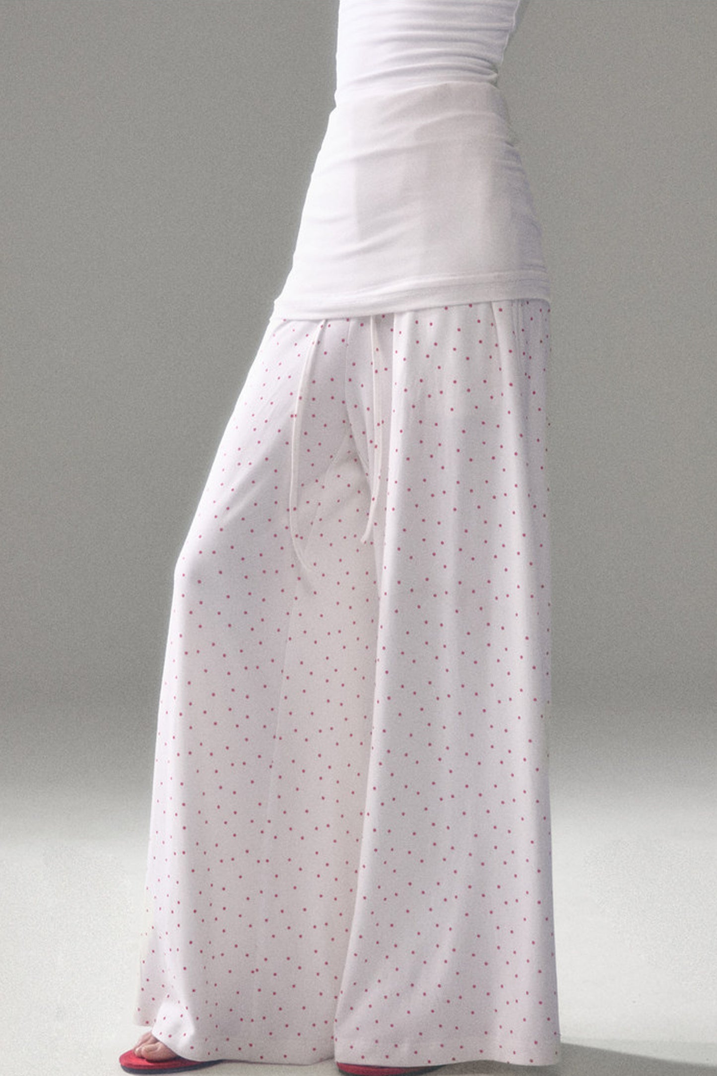 Retro Polka Dot Foldable Strapless Wide Leg Trousers