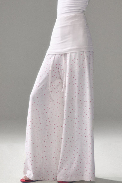 Retro Polka Dot Foldable Strapless Wide Leg Trousers