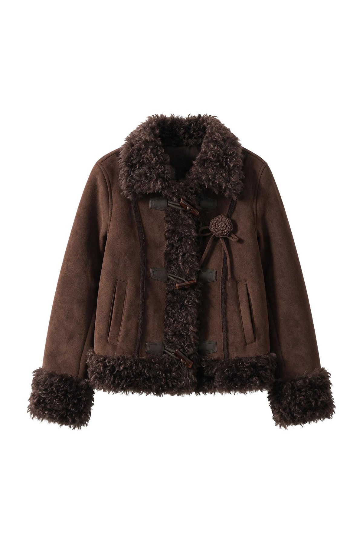 Vintage Suede Faux Fur Toggle Jacket