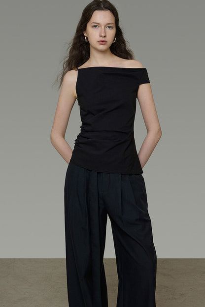 Asymmetrical Off-Shoulder T-Shirt