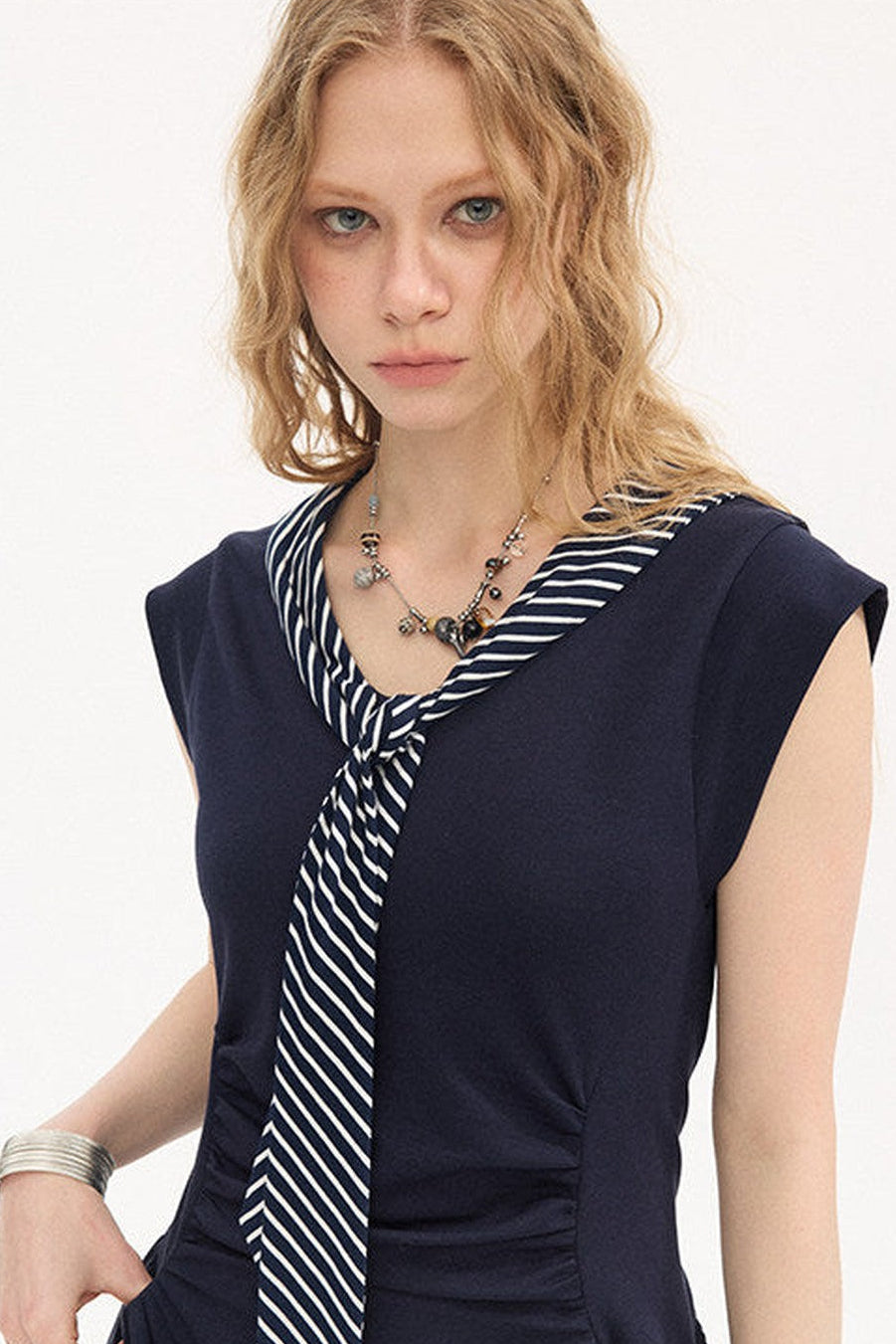 V-Neck Flutter Sleeve Dress