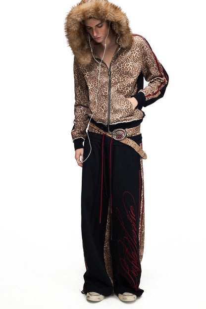 Leopard Print Double Waistband Sweatpants