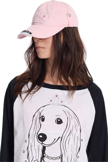 Frayed Buckle Rhinestone Duckbill Cap
