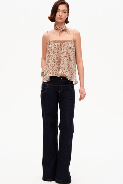 Retro Leopard Print Lace Tank Top Set