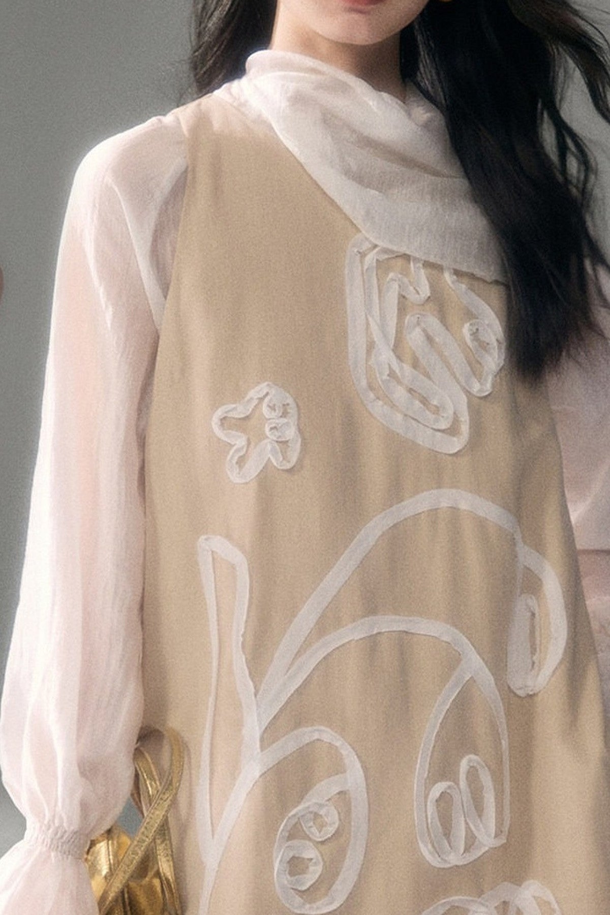 3D Floral Bird Tencel Dress