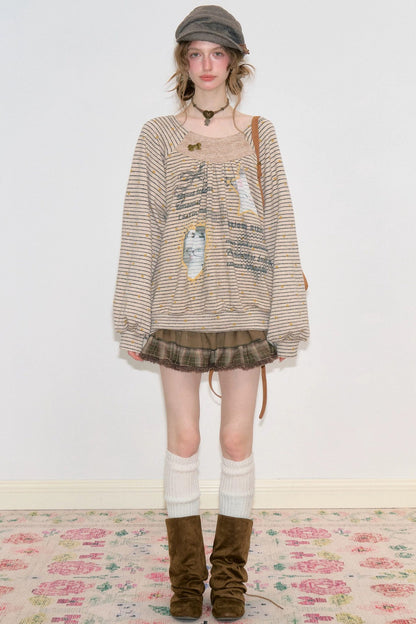Brown Plaid Ruffled Skirt