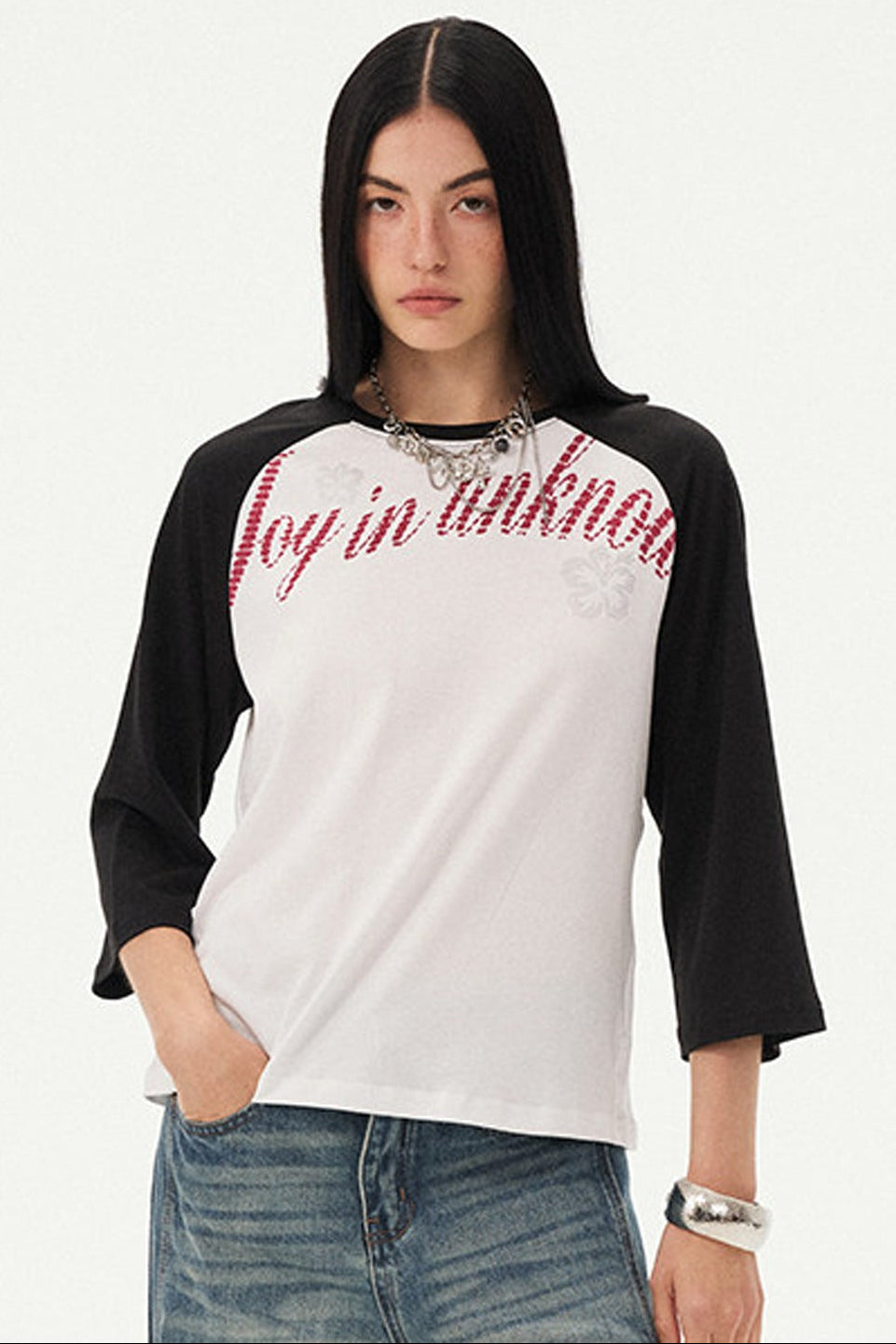 Oversized Slogan Print Raglan T-Shirt