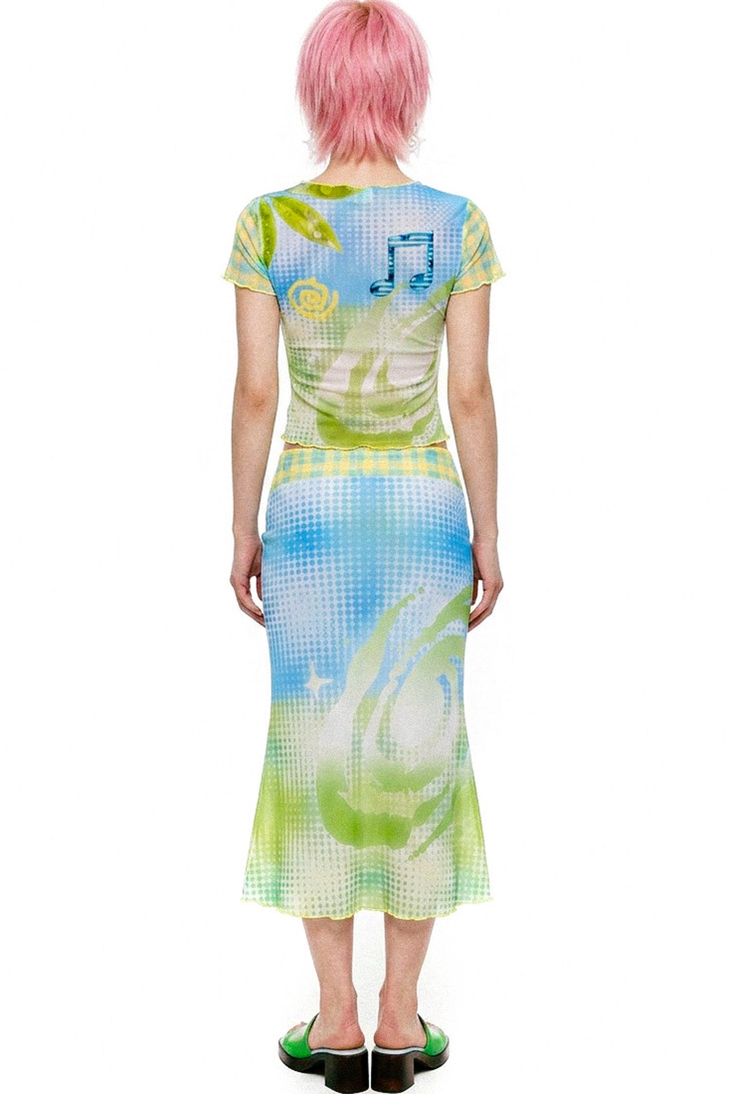 Retro Lamb Mesh Fishtail Skirt Set-Up