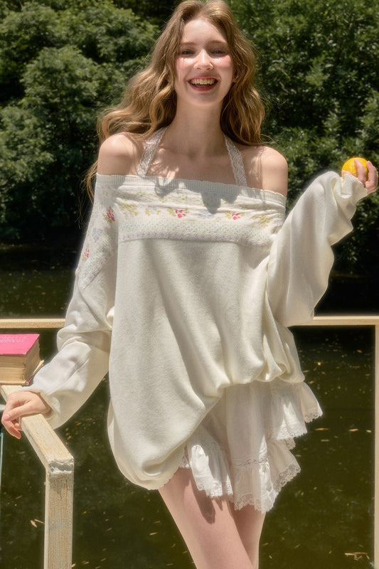 Apple Blossom Tube Top and Doll Shirt Two-Piece Set-Up
