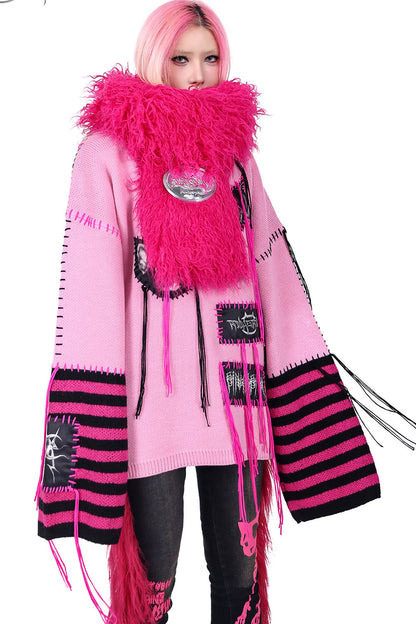 Cat Patchwork Striped Sweater