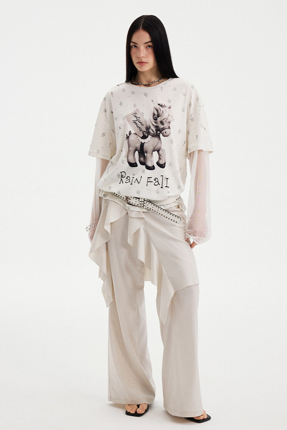 Floral Print Pony Layered Blouse