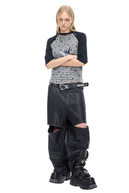 Electric Moon Rivet Striped Raglan T-shirt
