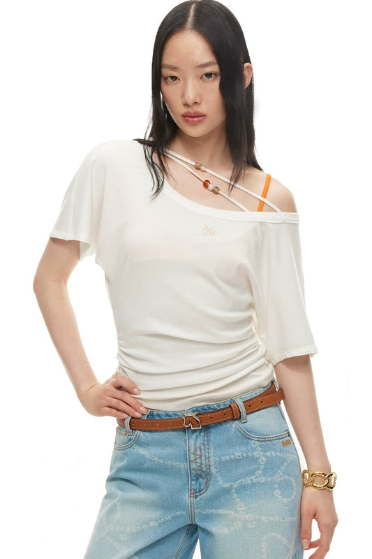 Asymmetrisches Tencel-Merino-T-Shirt