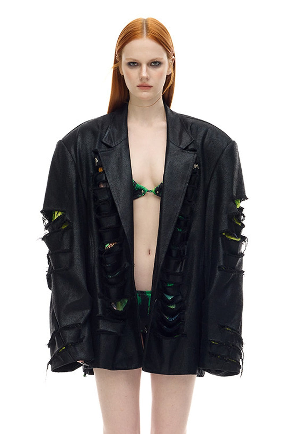 Oversized Distressed Punk Blazer Top