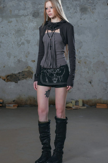 Real Two-Piece Tassel Studded Top Set