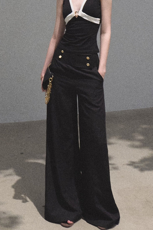 High-Waisted Drape Wide-Leg Pants