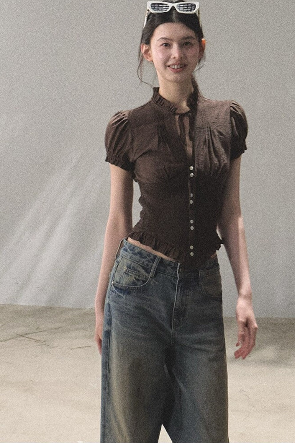 Vintage Hand-Painted Wide Leg Jeans Set