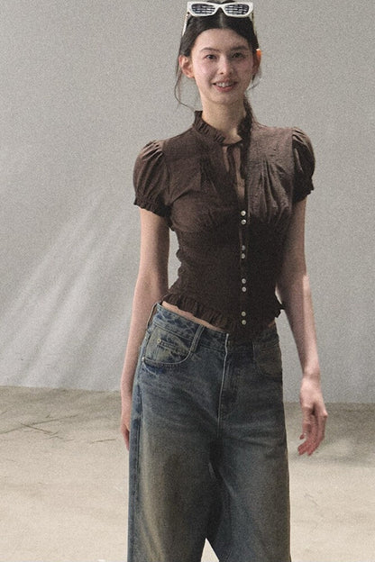 Vintage Hand-Painted Wide Leg Jeans Set