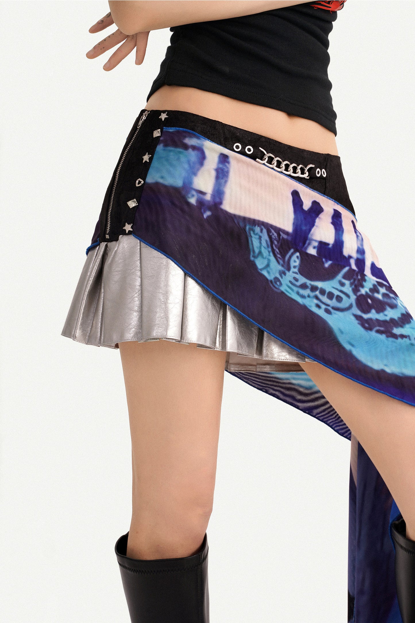 Irregular Asymmetrical Print Mini Skirt