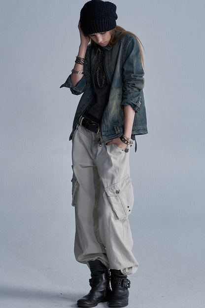 Tencel Cotton Color-Blocked Cargo Pants