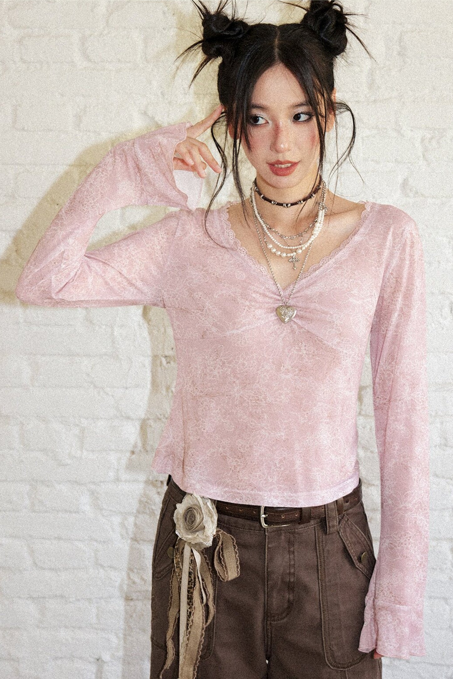 Retro Chapter Printed Long Sleeve Top