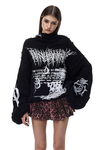 Y2K Patchwork Hooded Knit Hoodie