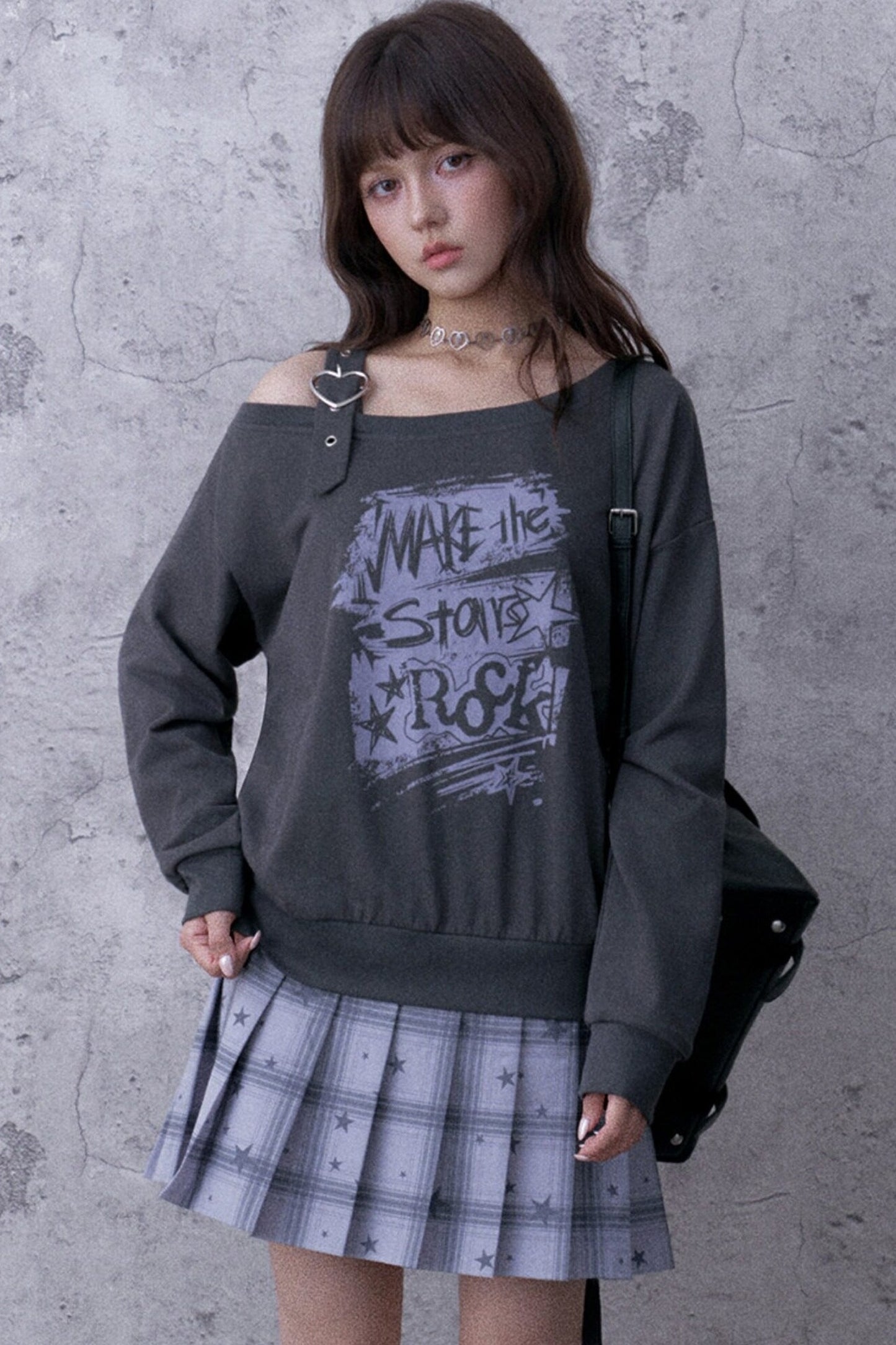 Graffiti Off-Shoulder Hoodie Dress