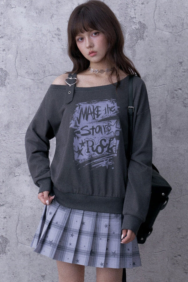 Graffiti Off-Shoulder Hoodie Dress