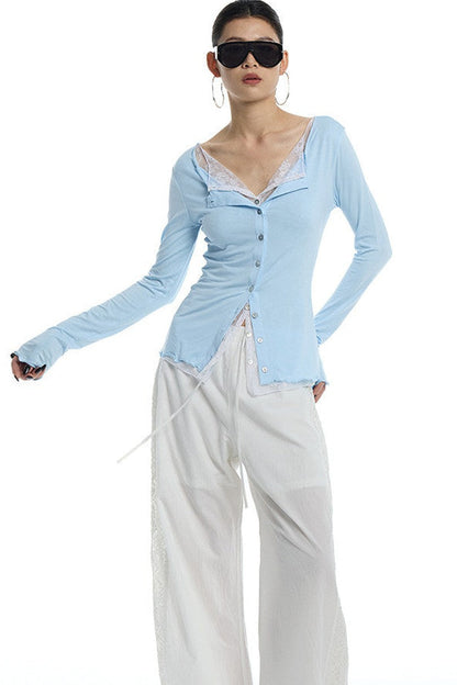 Lace Ruffle Two-Piece Cardigan